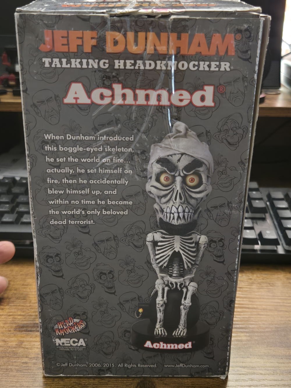 Dunham White and Black Skeleton Talking Headknocker with Orange Eyes - Picture 2 of 4
